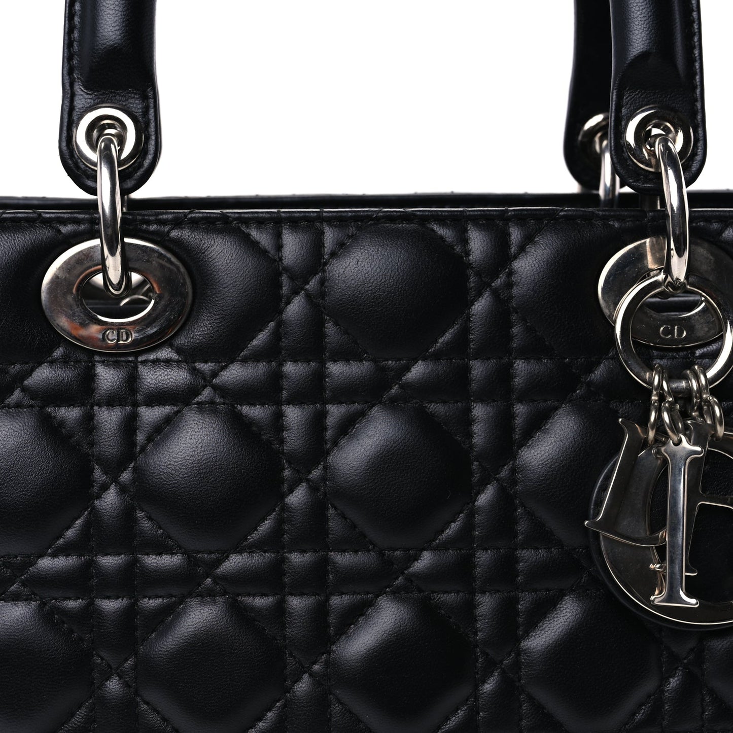 Christian Dior Lambskin Cannage Medium Lady Dior Black