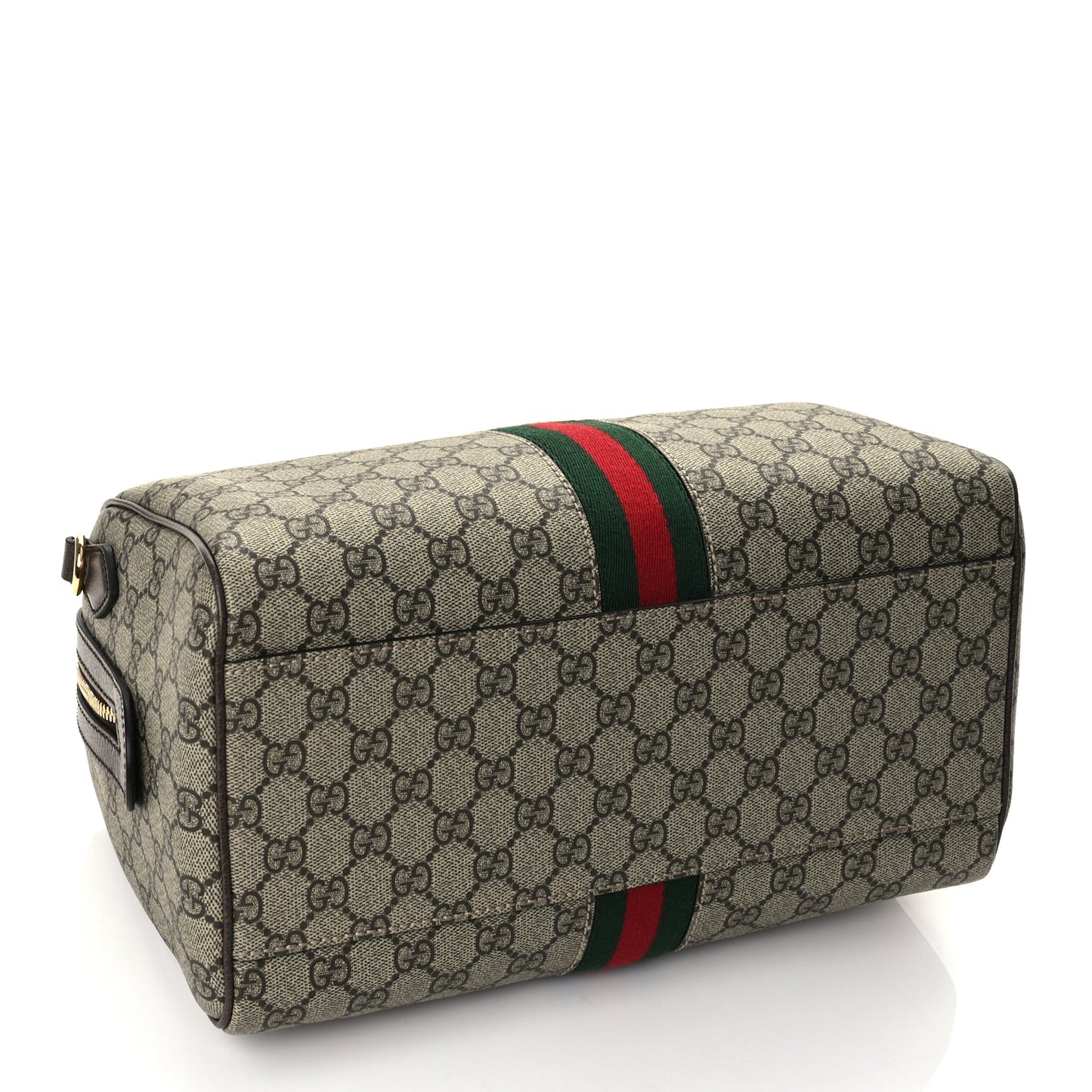 Gucci GG Supreme Monogram Web Large Ophidia Boston Bag Beige Ebony