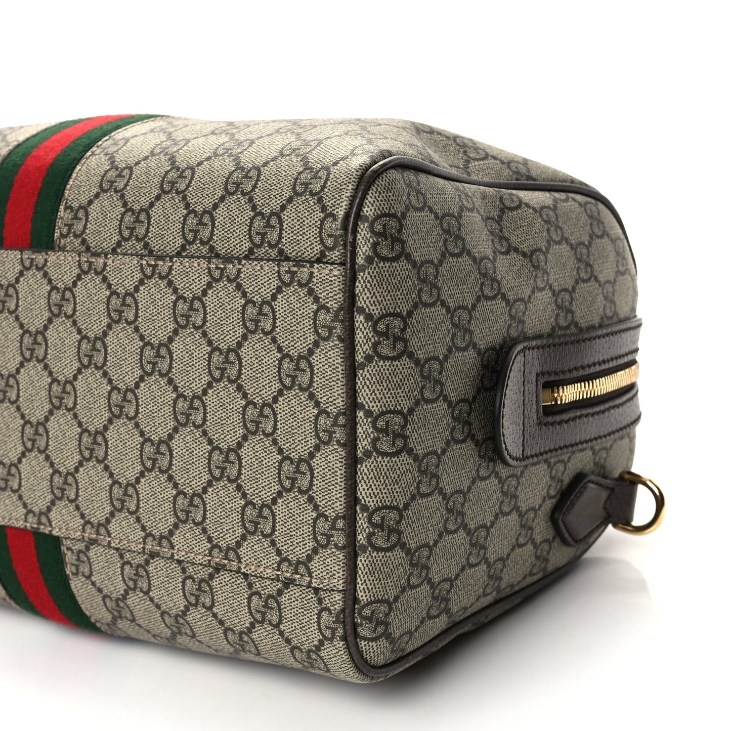 Gucci GG Supreme Monogram Web Large Ophidia Boston Bag Beige Ebony