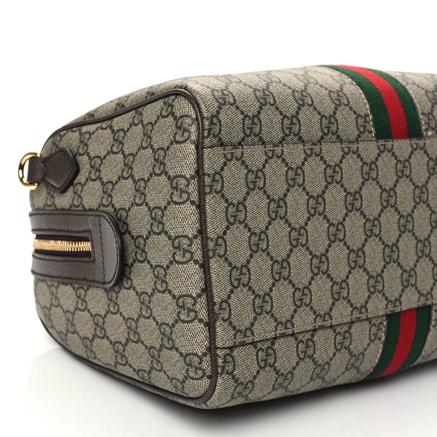 Gucci GG Supreme Monogram Web Large Ophidia Boston Bag Beige Ebony