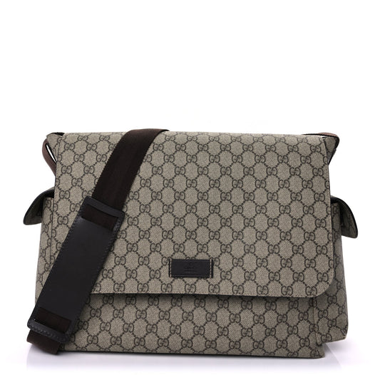Gucci GG Plus Monogram Messenger Diaper Bag  Dark Brown