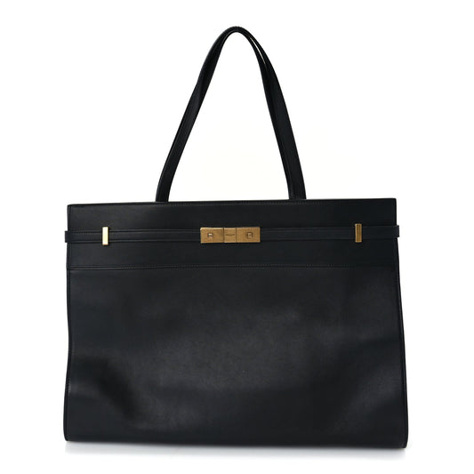 Saint Laurent Calfskin Medium Manhattan Shopper Tote  Black