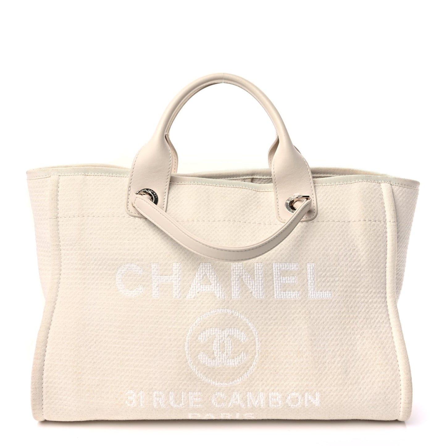 Chanel Mixed Fibers Small Deauville Tote  White