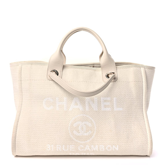 Chanel Mixed Fibers Small Deauville Tote  White