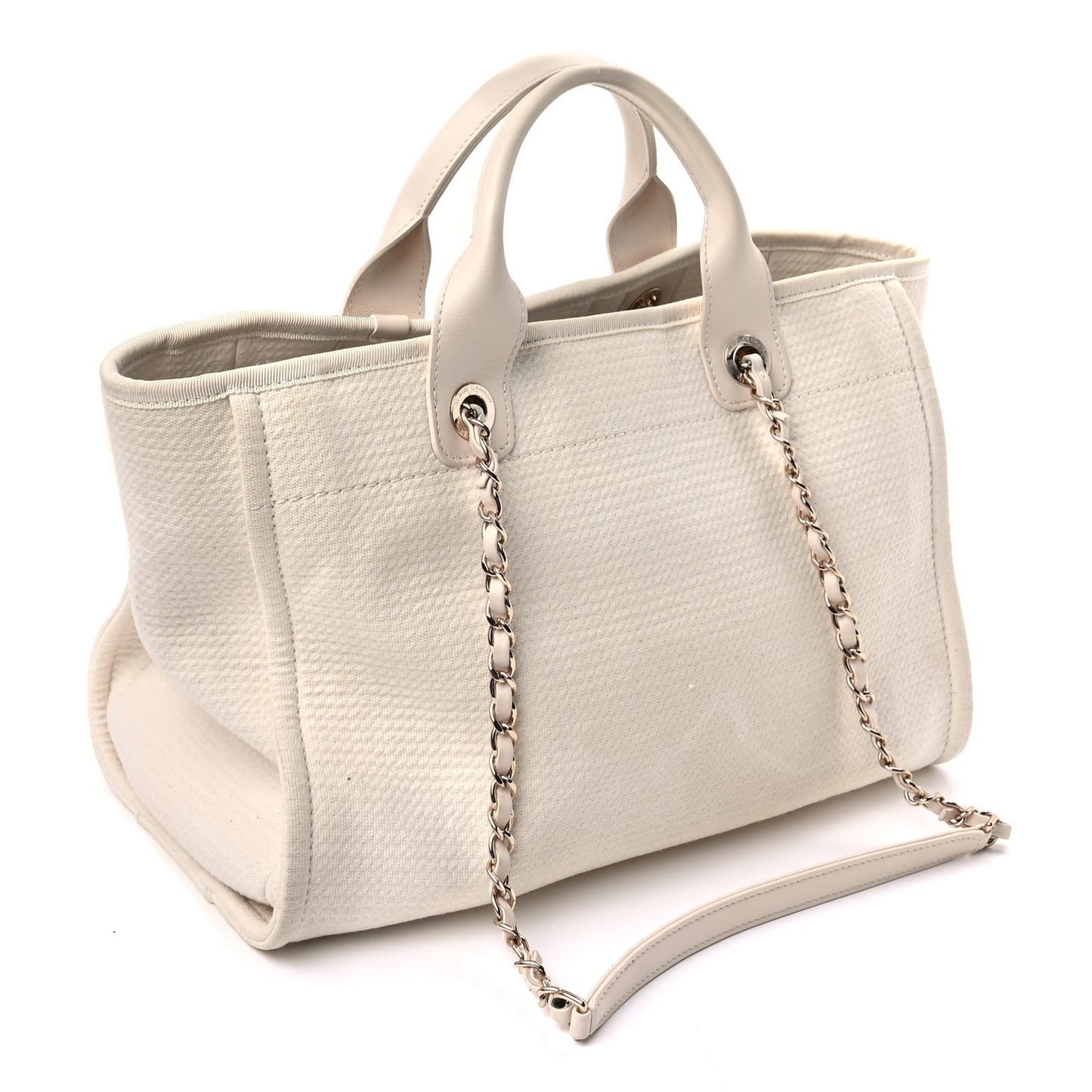 Chanel Mixed Fibers Small Deauville Tote  White