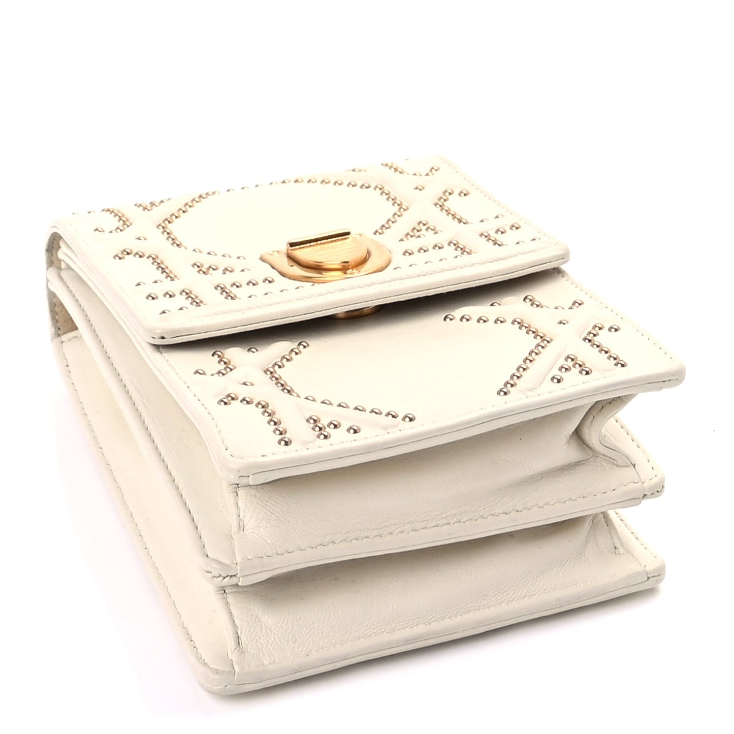 Christian Dior Calfskin Studded Vertical Diorama White