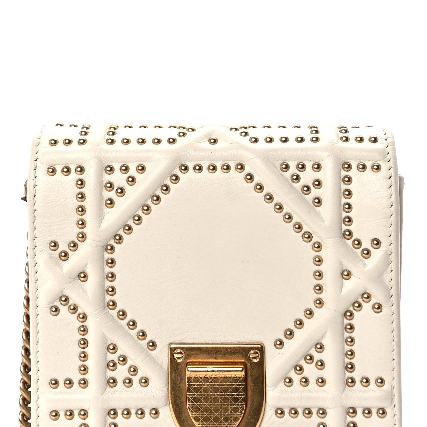 Christian Dior Calfskin Studded Vertical Diorama White