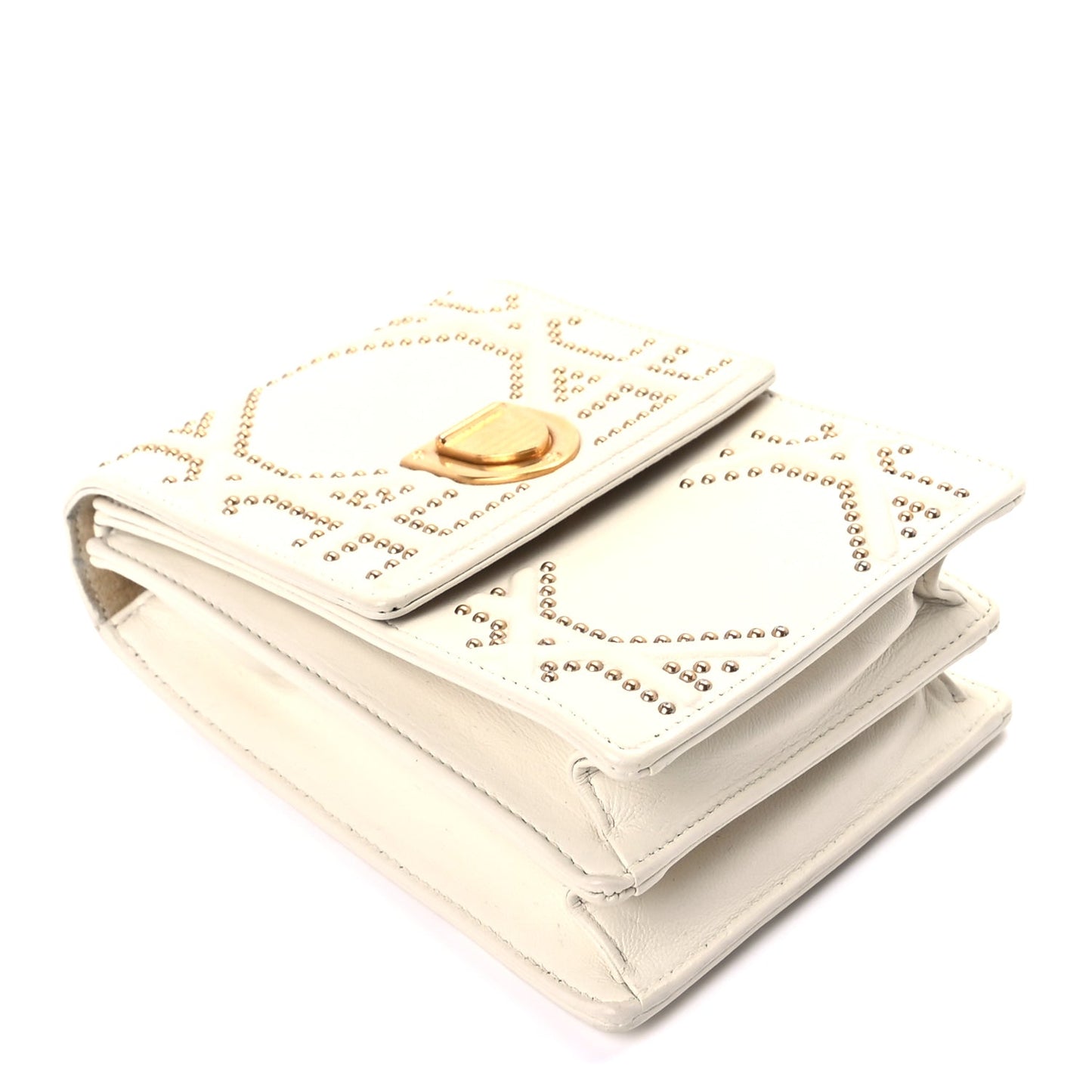Christian Dior Calfskin Studded Vertical Diorama White