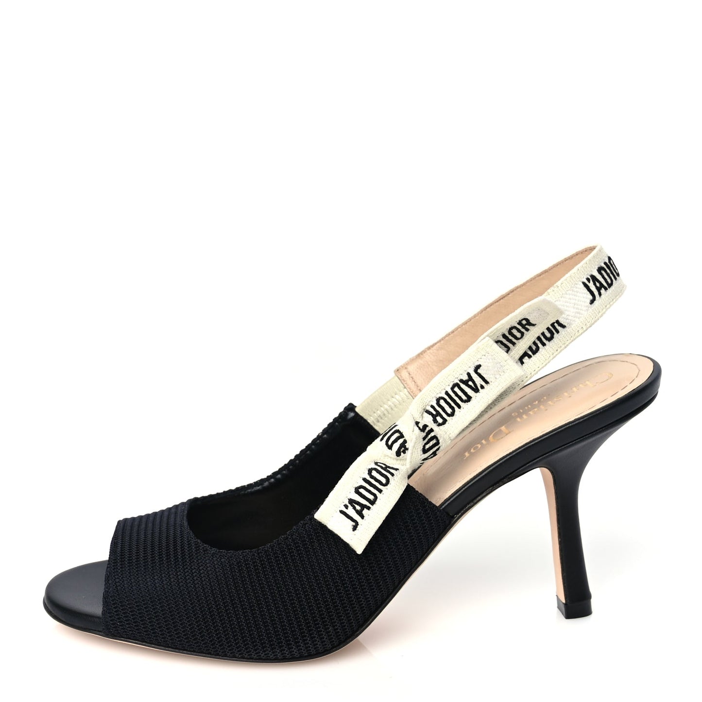Christian Dior Technical Canvas Ribbon J'Adior Slingback 85mm Sandals 39 Black