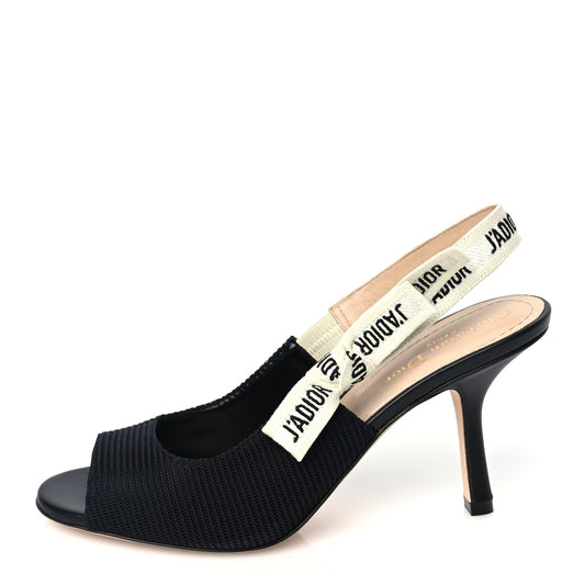 Christian Dior Technical Canvas Ribbon J'Adior Slingback 85mm Sandals 39 Black