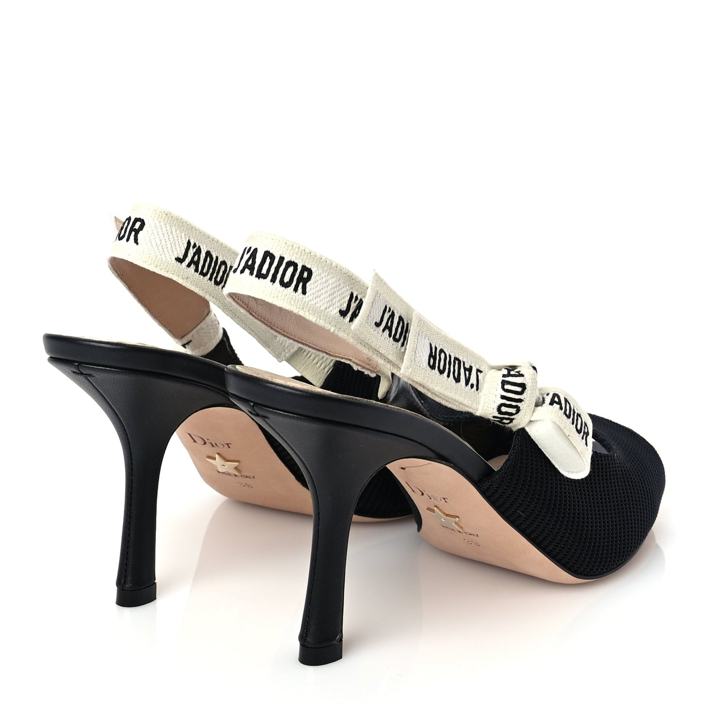 Christian Dior Technical Canvas Ribbon J'Adior Slingback 85mm Sandals 39 Black