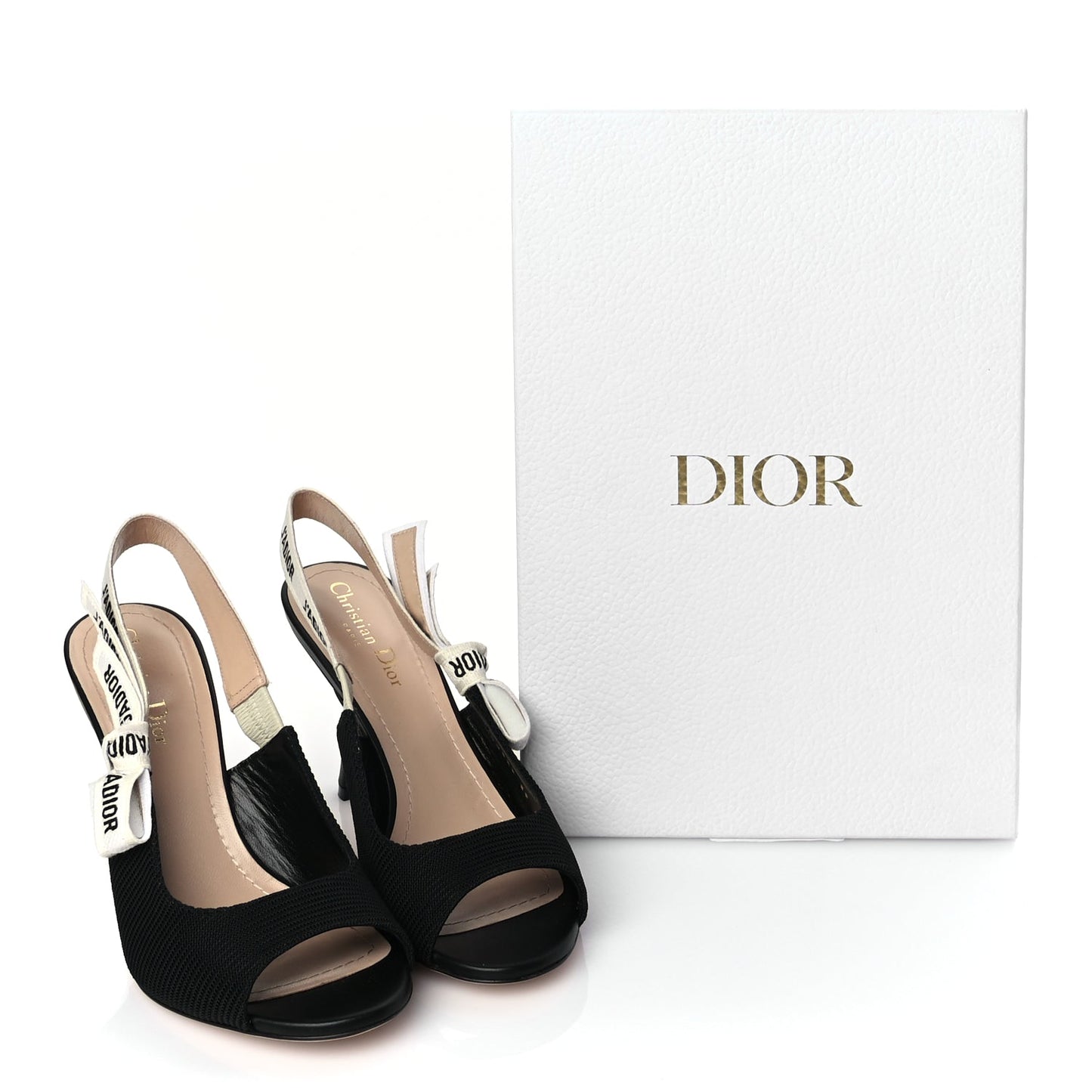 Christian Dior Technical Canvas Ribbon J'Adior Slingback 85mm Sandals 39 Black