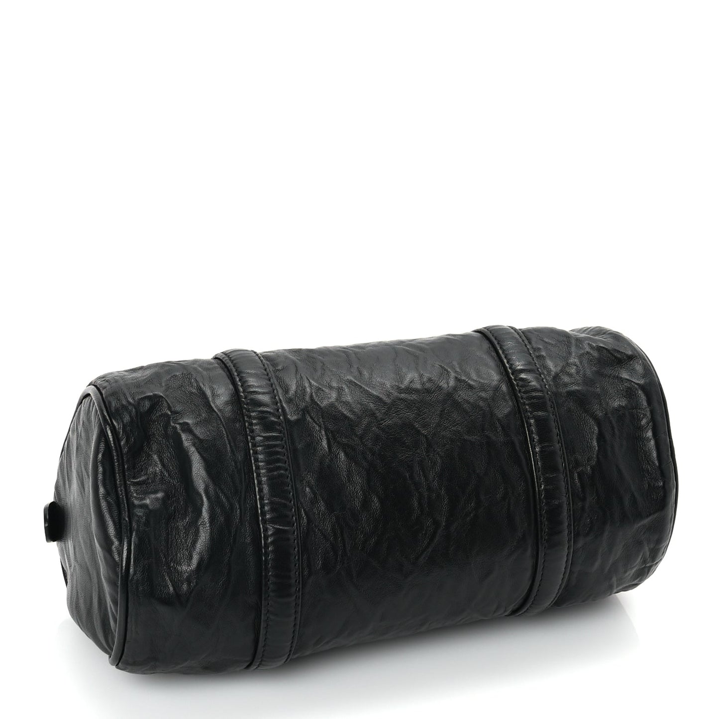 Prada Nappa Antique Re-Edition 2002 Barrel Shoulder Bag  Black