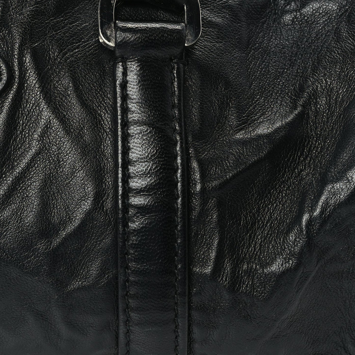 Prada Nappa Antique Re-Edition 2002 Barrel Shoulder Bag  Black