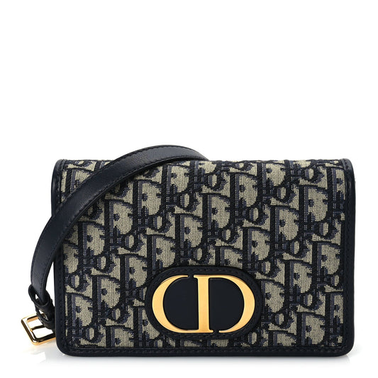 Christian Dior Oblique 30 Montaigne 2-In-1 Pouch Blue