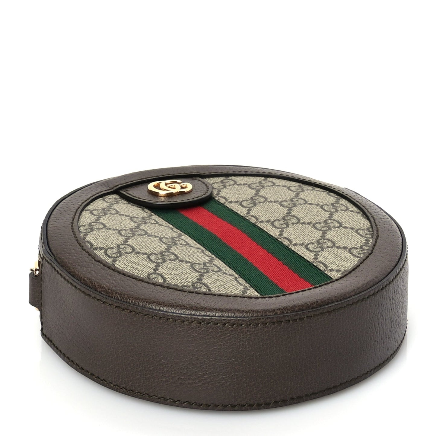 Gucci GG Supreme Monogram Web Mini Ophidia Round Shoulder Bag Brown