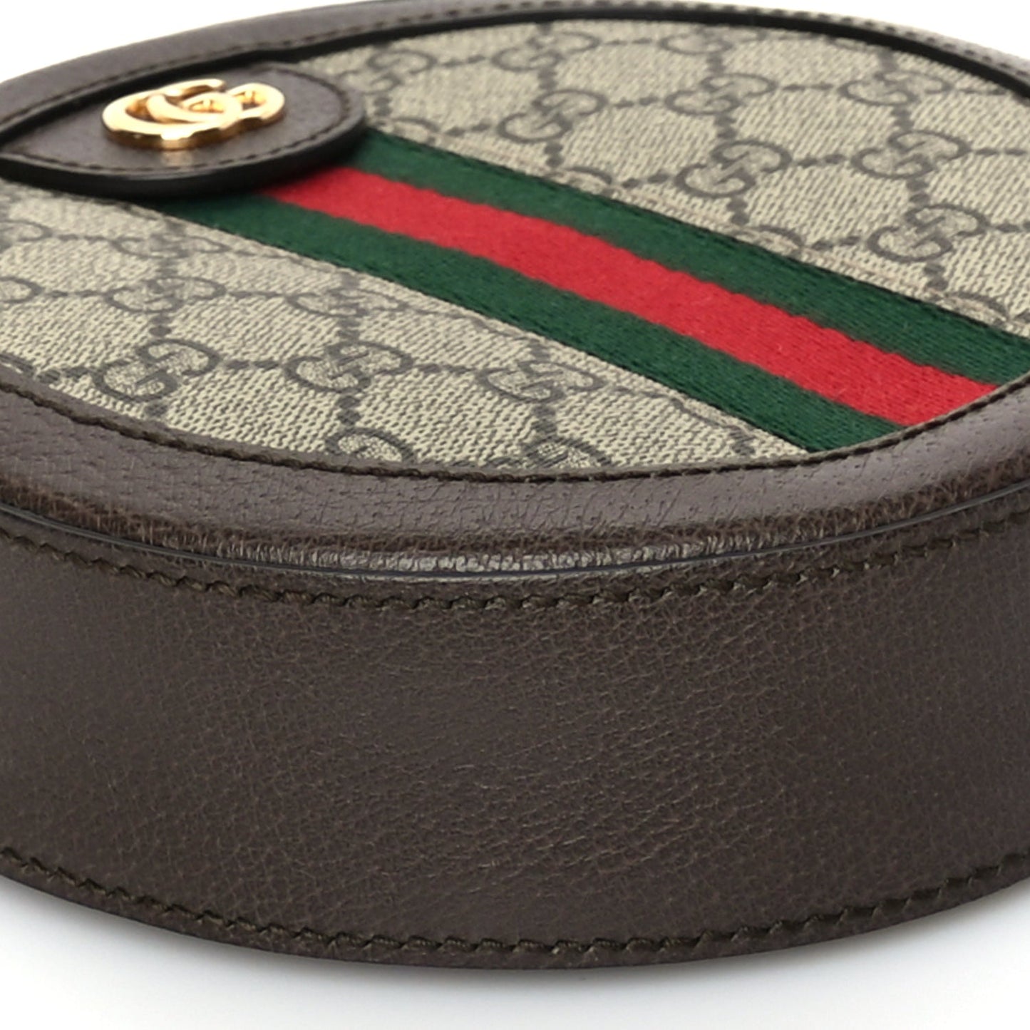 Gucci GG Supreme Monogram Web Mini Ophidia Round Shoulder Bag Brown