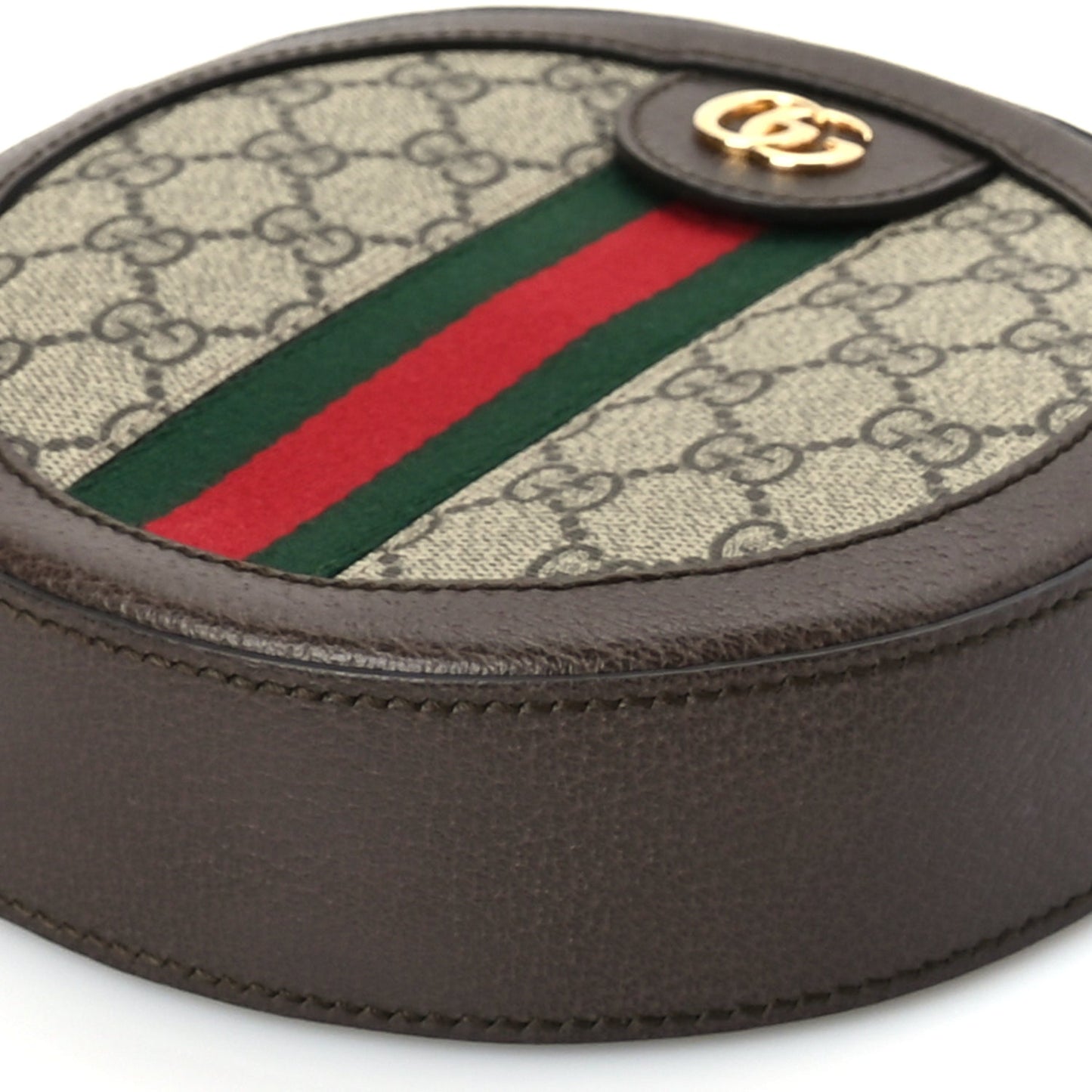 Gucci GG Supreme Monogram Web Mini Ophidia Round Shoulder Bag Brown