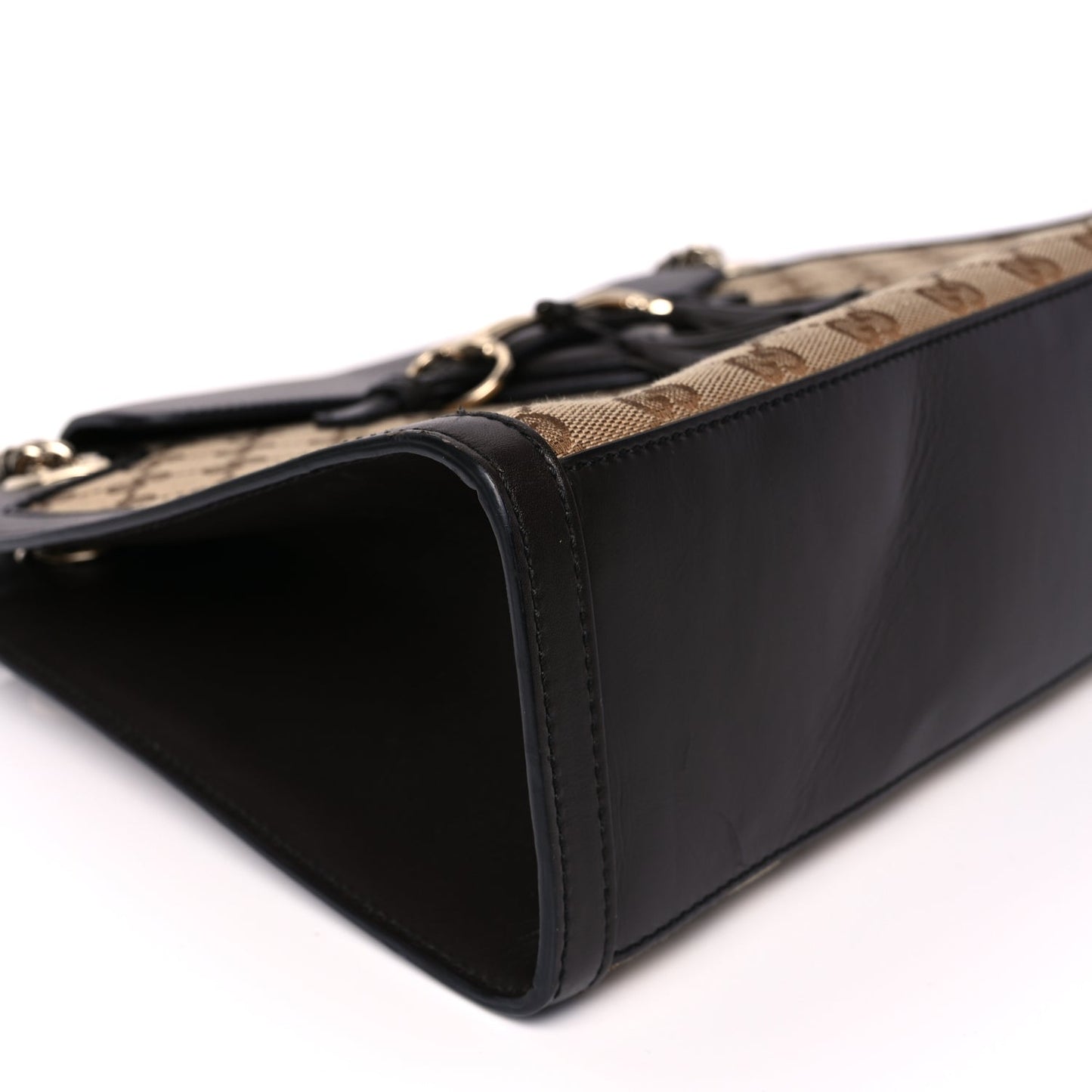 Gucci Monogram Margaux Calfskin Large Emily Chain Shoulder Bag Beige Ebony Cocoa