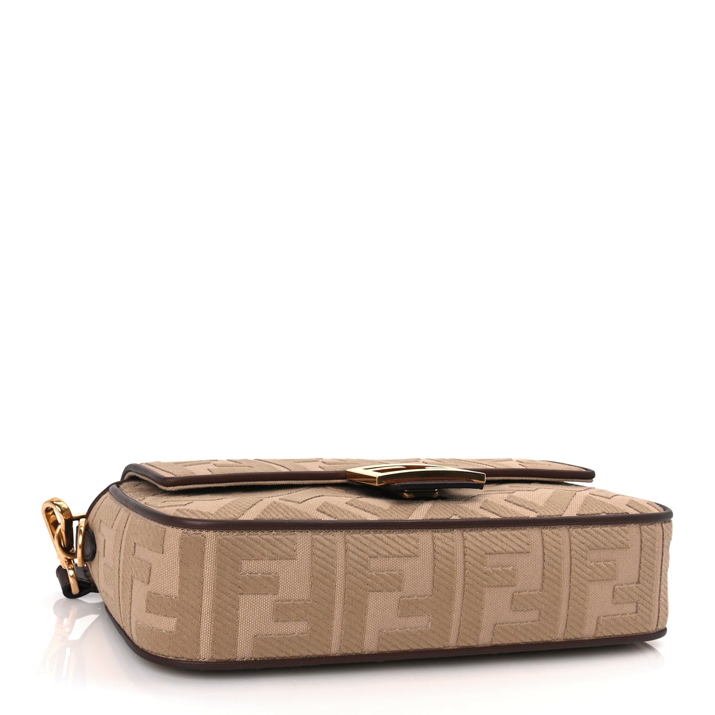 Fendi Sardinian Jacquard Vitello King FF 1974 Embroidered Baguette Sand Ghianda