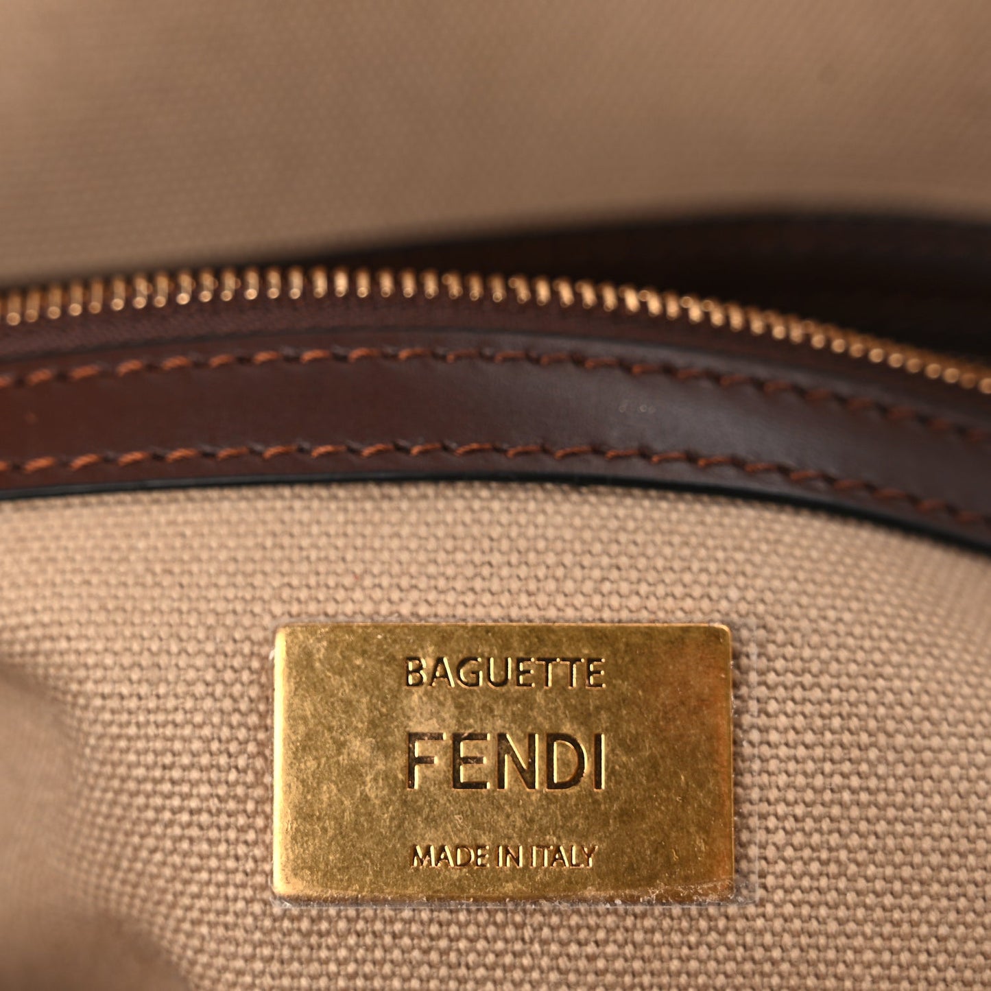 Fendi Sardinian Jacquard Vitello King FF 1974 Embroidered Baguette Sand Ghianda