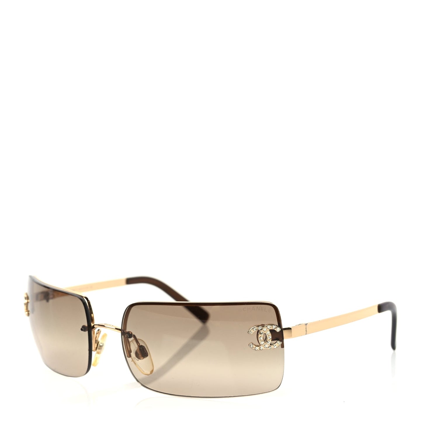 Chanel Crystal CC Logo Sunglasses 4104-B Gold