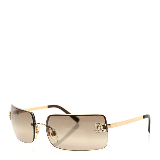 Chanel Crystal CC Logo Sunglasses 4104-B Gold