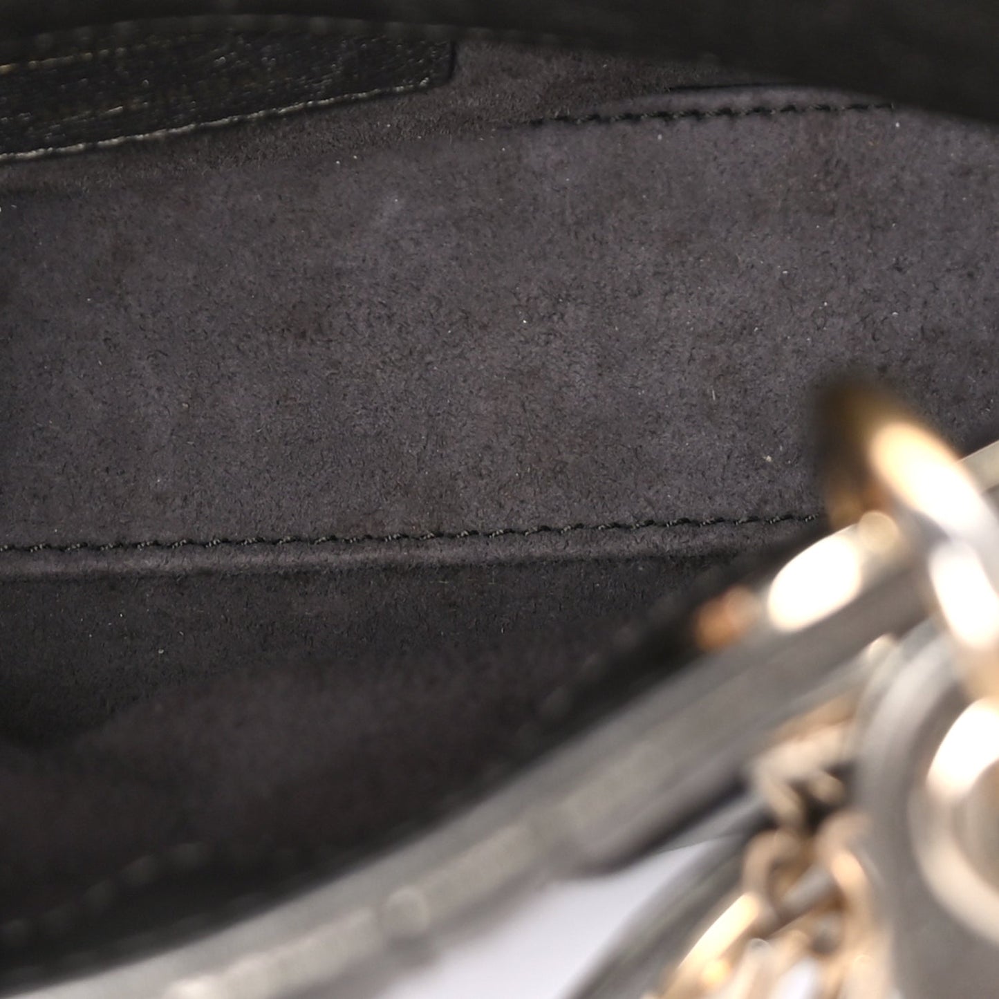 Christian Dior Metallic Lambskin Cannage Mini Lady Dior Dark Grey