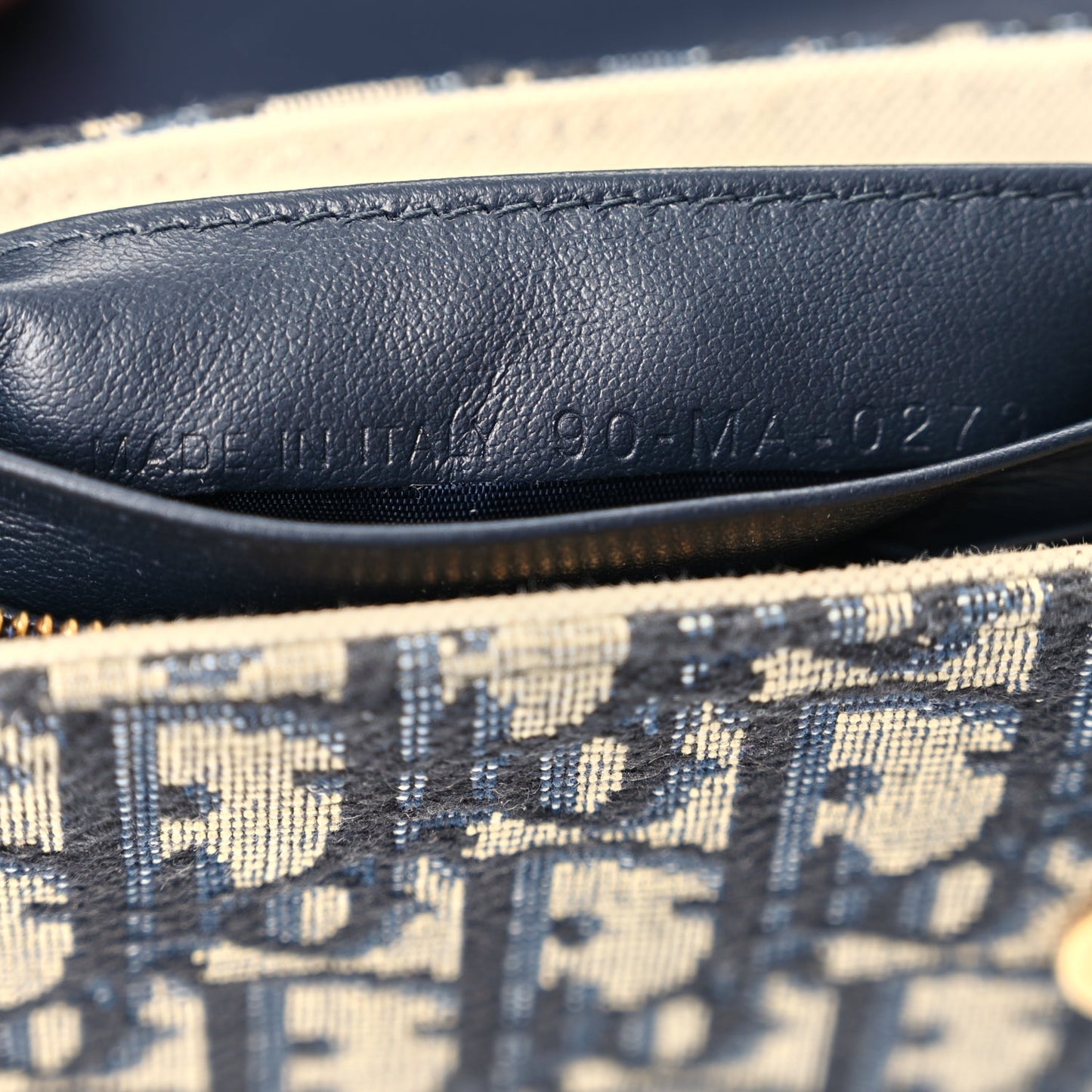 Christian Dior Oblique Medium Saddle Pouch With Chain Blue