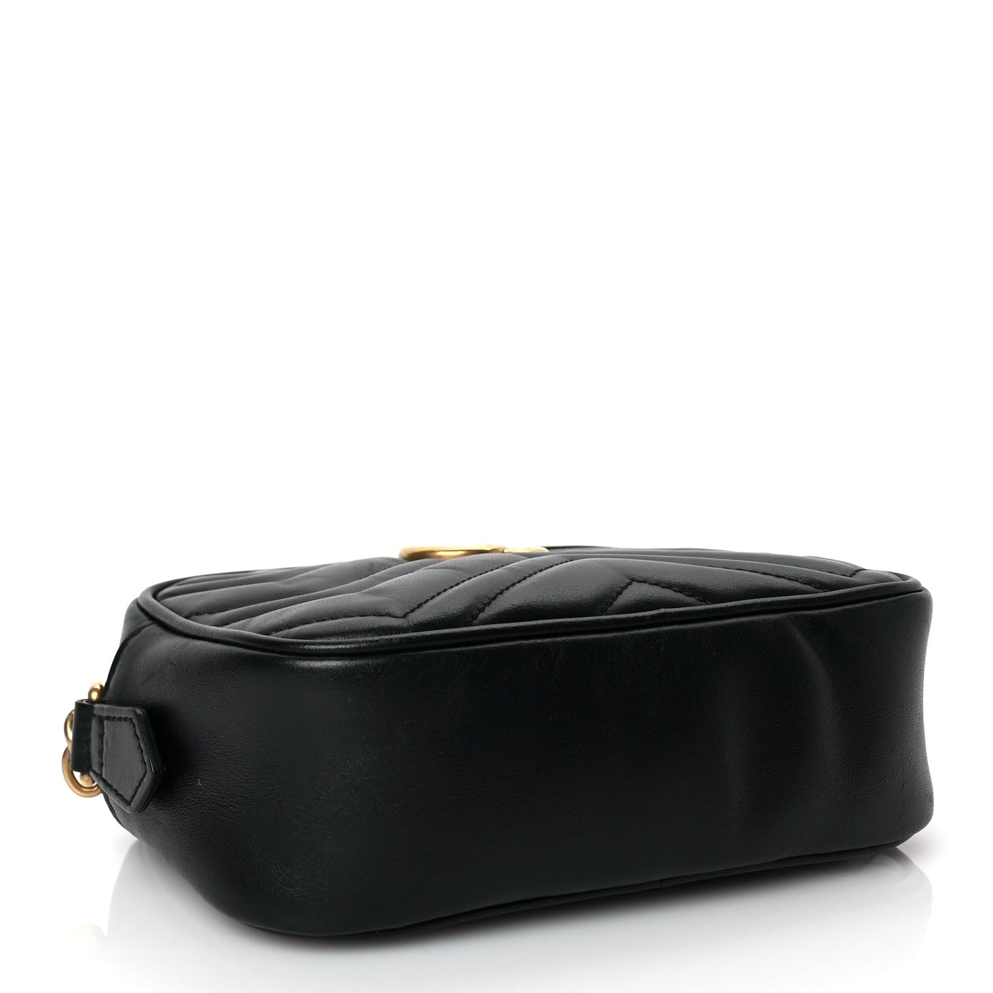 Gucci Calfskin Matelasse Mini GG Marmont Chain Shoulder Bag Black Black