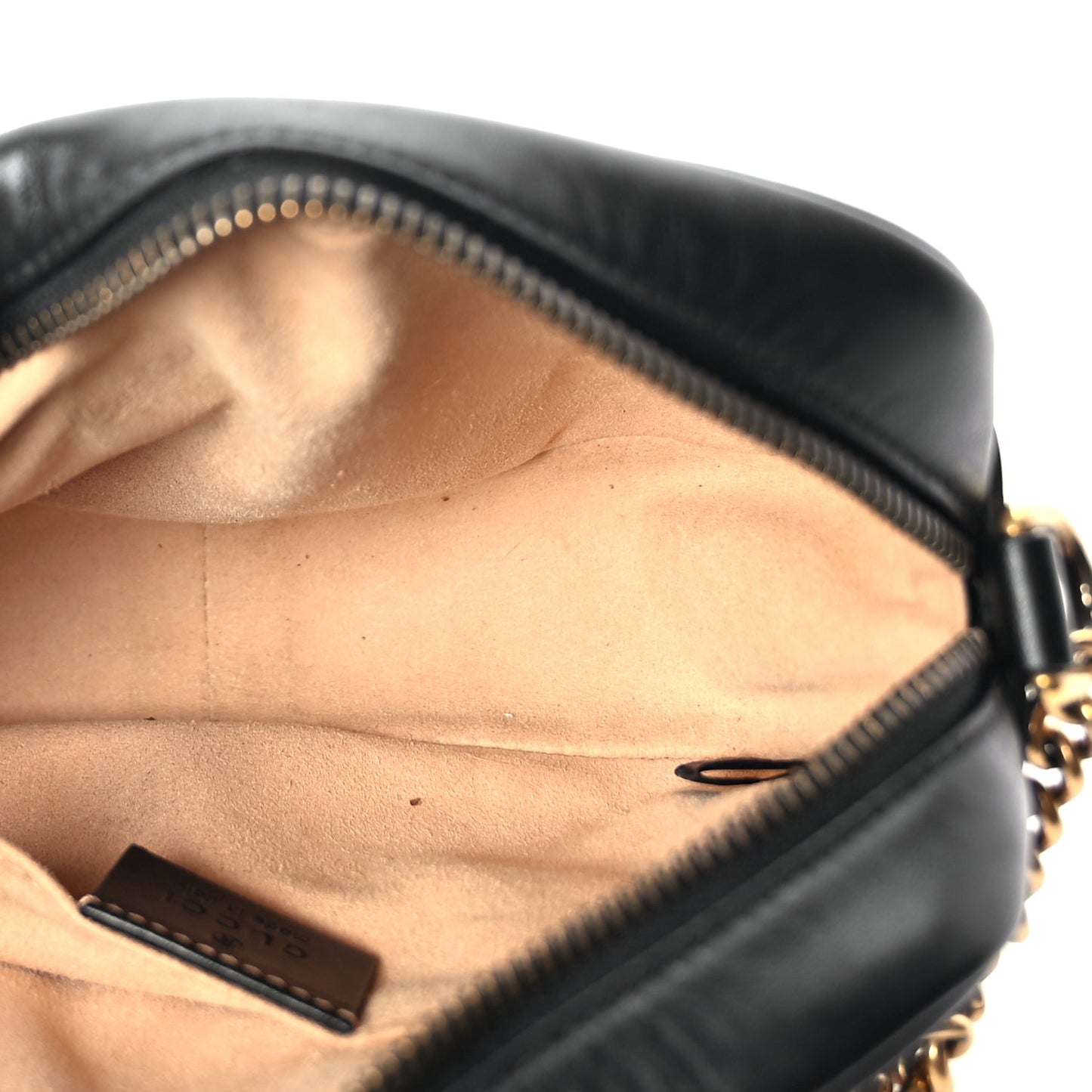 Gucci Calfskin Matelasse Mini GG Marmont Chain Shoulder Bag Black Black