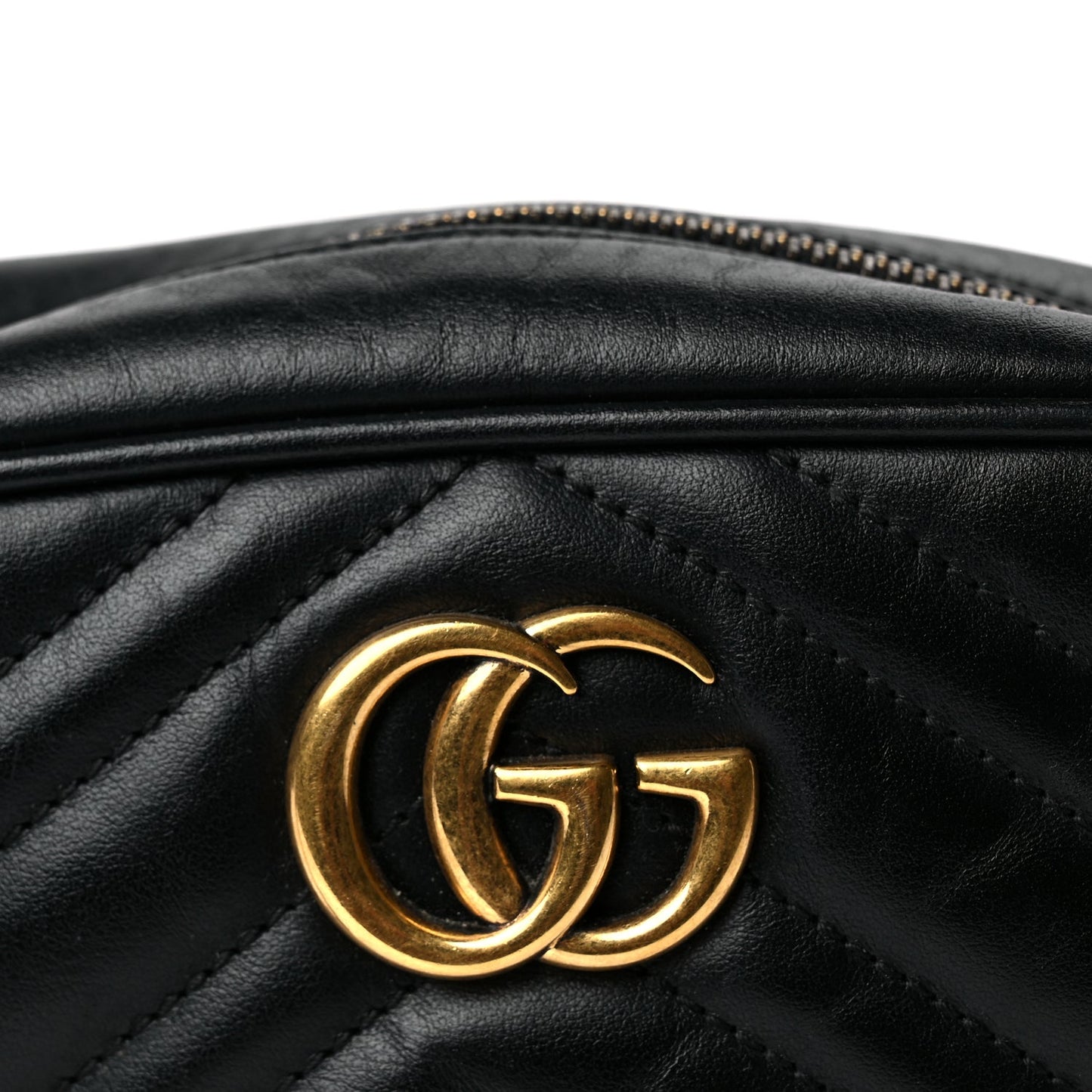 Gucci Calfskin Matelasse Mini GG Marmont Chain Shoulder Bag Black Black
