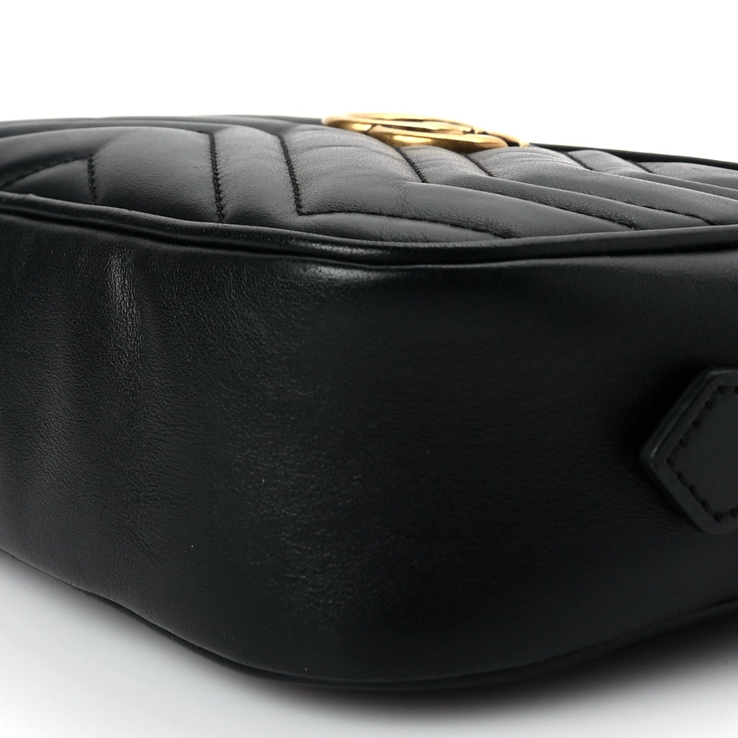 Gucci Calfskin Matelasse Mini GG Marmont Chain Shoulder Bag Black Black