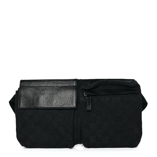 Gucci GG Monogram Double Pocket Belt Bag Black