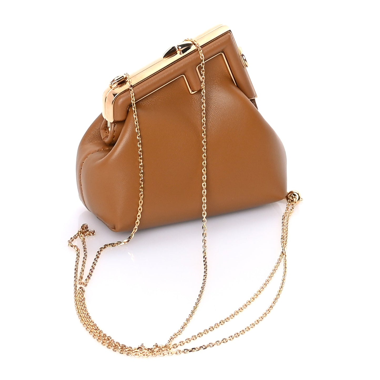 Fendi Shiny Nappa Nano Fendi First Bag Charm Caramello