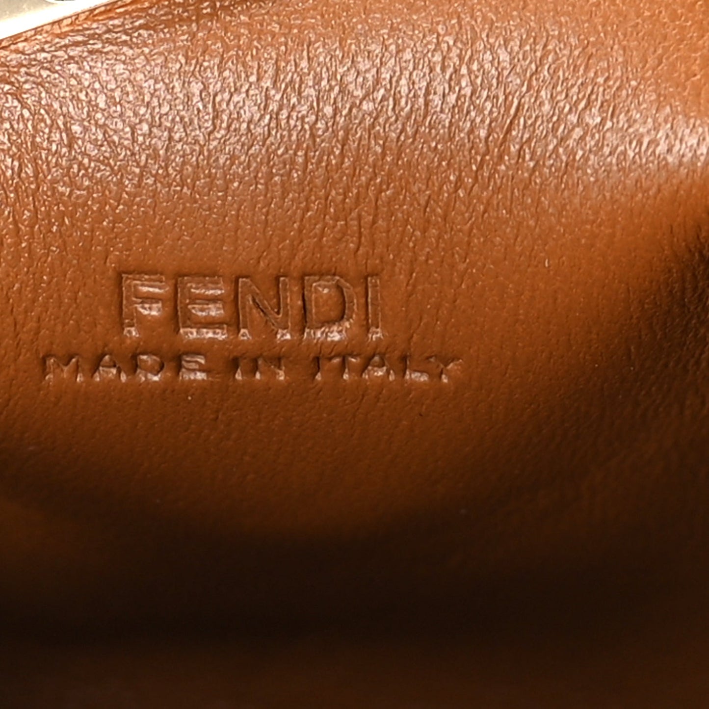 Fendi Shiny Nappa Nano Fendi First Bag Charm Caramello