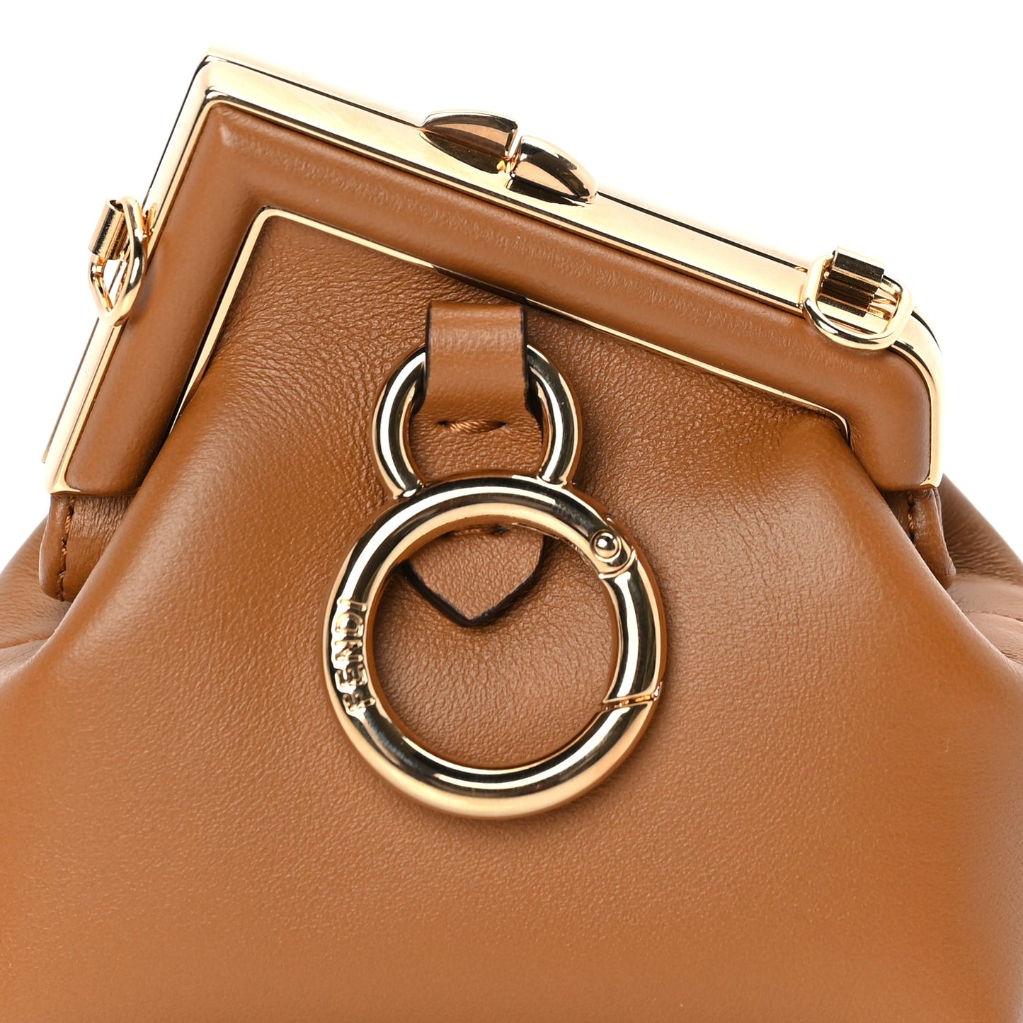 Fendi Shiny Nappa Nano Fendi First Bag Charm Caramello