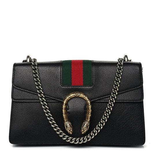 Gucci Calfskin Web Small Dionysus Shoulder Bag Black