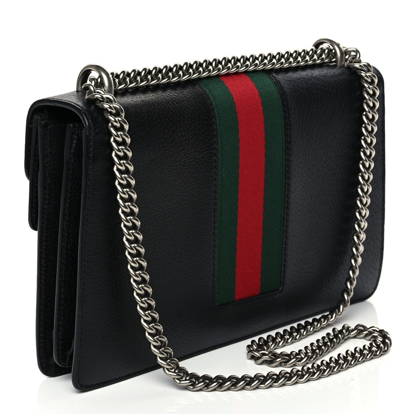 Gucci Calfskin Web Small Dionysus Shoulder Bag Black