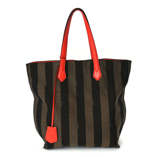 Fendi Pequin Vitello All In Shopper Tote Tobacco Papavero