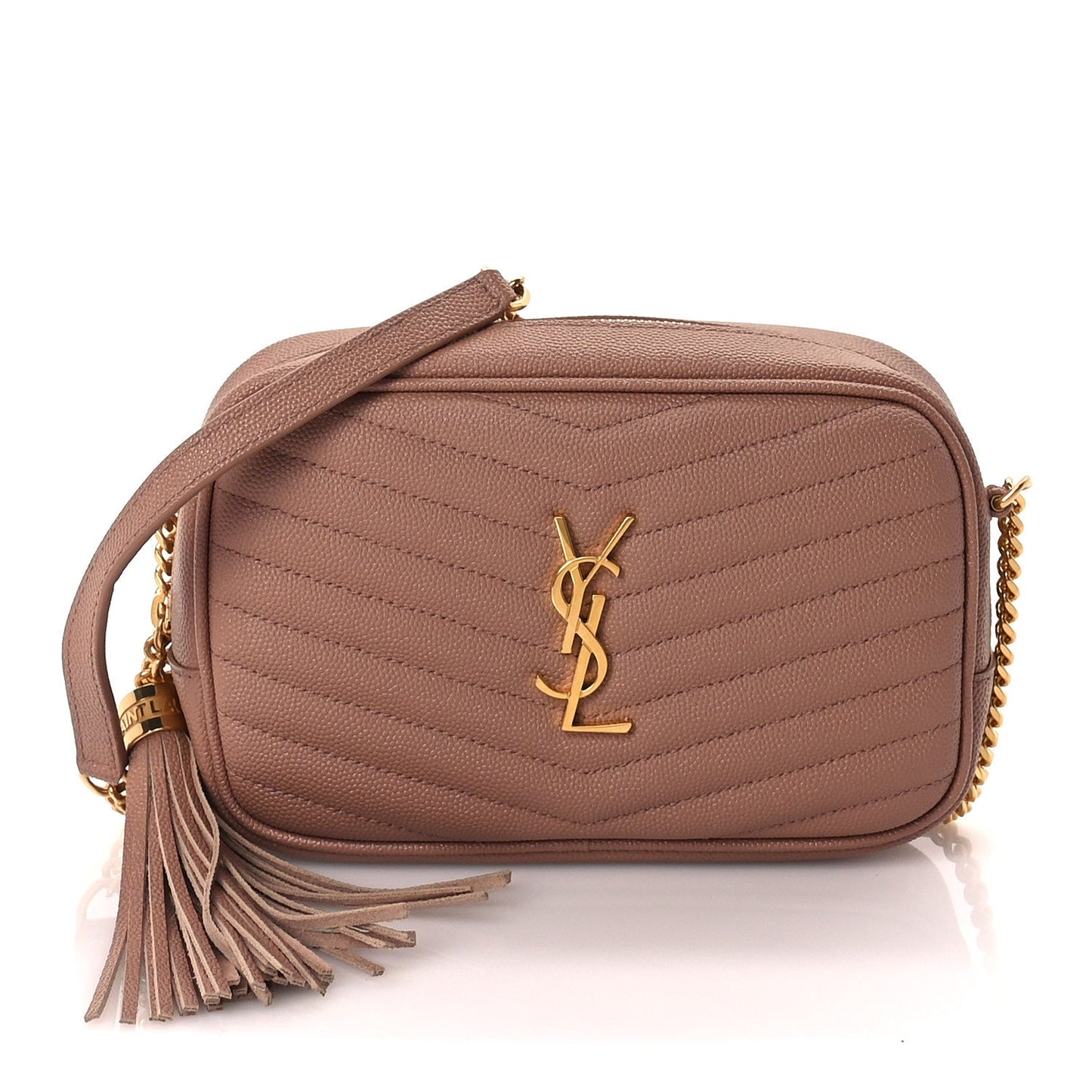 Saint Laurent Grain De Poudre Matelasse Monogram Mini Lou Camera Bag  Vintage Peach