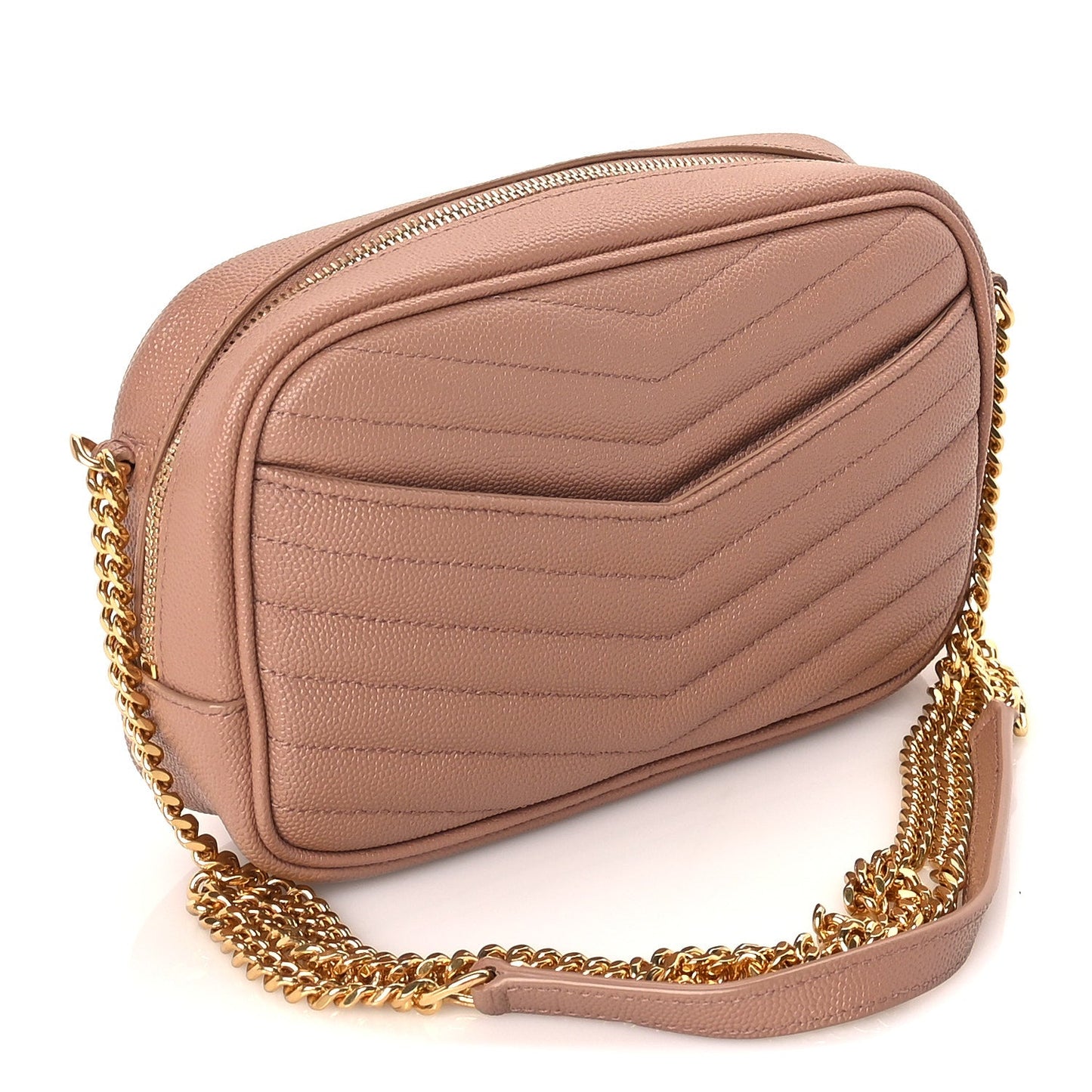 Saint Laurent Grain De Poudre Matelasse Monogram Mini Lou Camera Bag  Vintage Peach