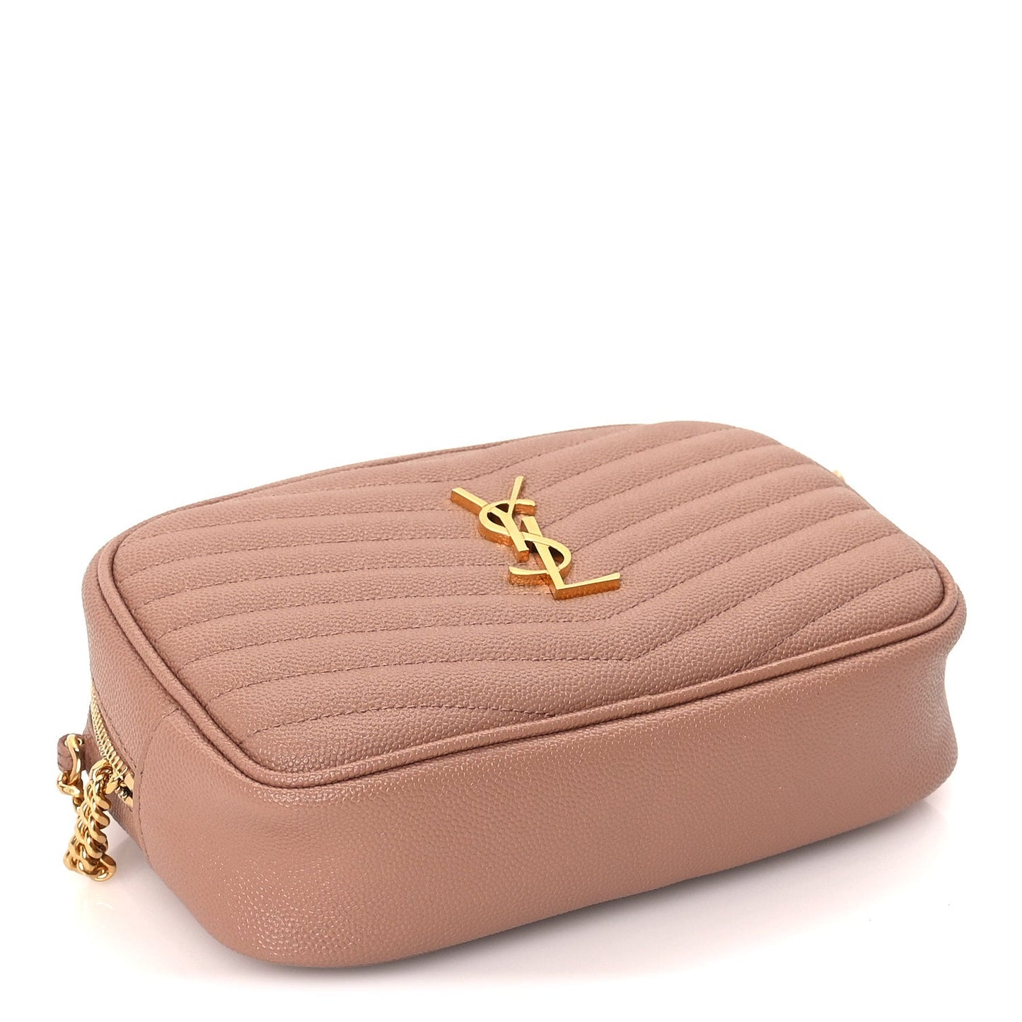 Saint Laurent Grain De Poudre Matelasse Monogram Mini Lou Camera Bag  Vintage Peach