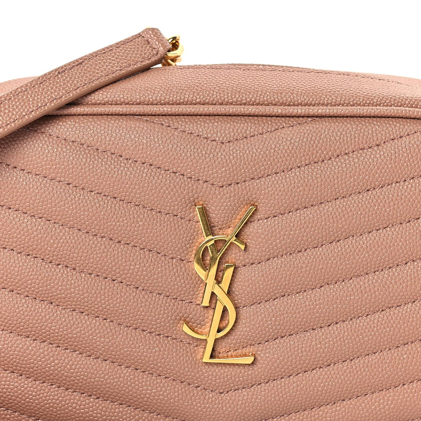 Saint Laurent Grain De Poudre Matelasse Monogram Mini Lou Camera Bag  Vintage Peach