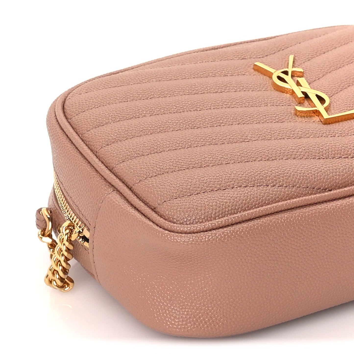 Saint Laurent Grain De Poudre Matelasse Monogram Mini Lou Camera Bag  Vintage Peach
