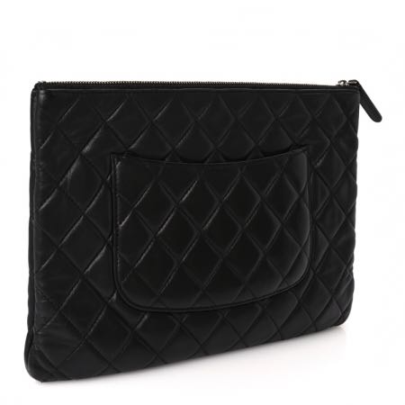 Chanel Lambskin Quilted Medium Cosmetic Case Black