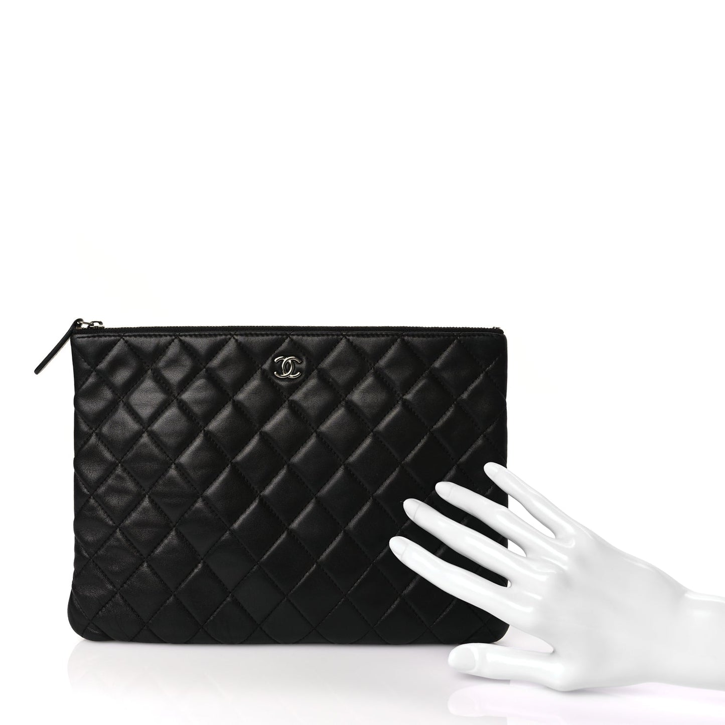 Chanel Lambskin Quilted Medium Cosmetic Case Black