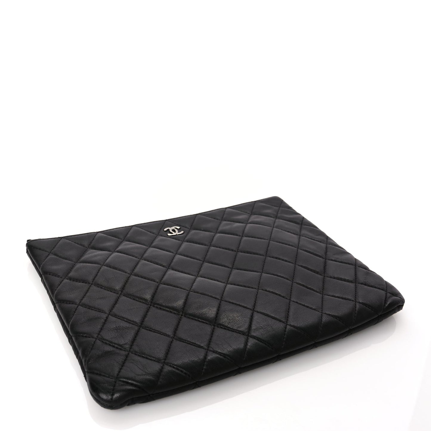 Chanel Lambskin Quilted Medium Cosmetic Case Black