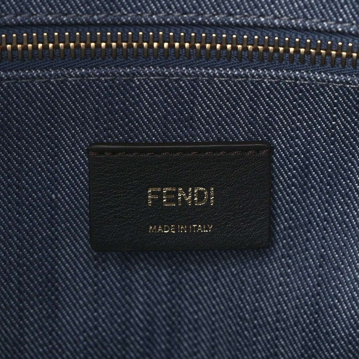 Fendi Denim Vitello King F is Fendi FF Embroidered Summer Tote Myrtle Dark Nut