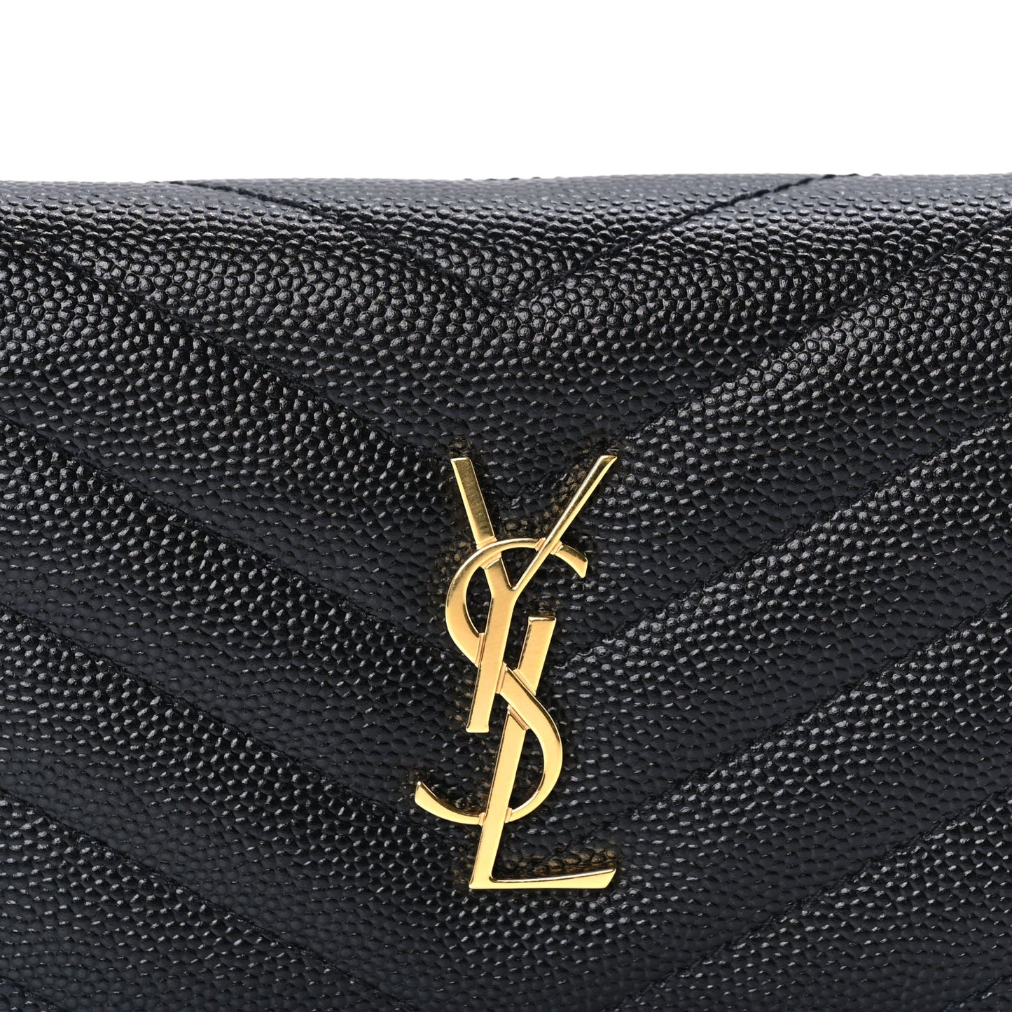 Saint Laurent Grain De Poudre Matelasse Chevron Cassandre Card Case Black